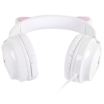 Fone Headset KITTY EAR - Orelha de Gato Branco com Microfone Cabo 1.2M PLUG P2 Estereo P3 - KE110B