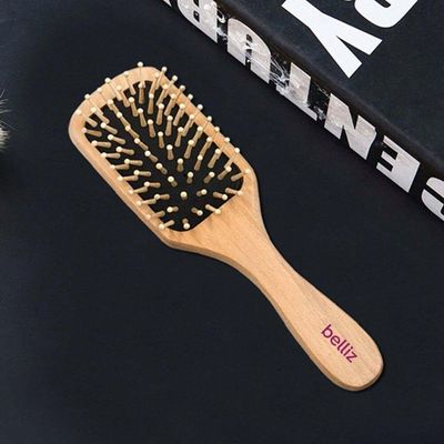 Kit C- 2 Escovas De Cabelo Belliz Almofadada Cerdas De Madeira Reduz Frizz