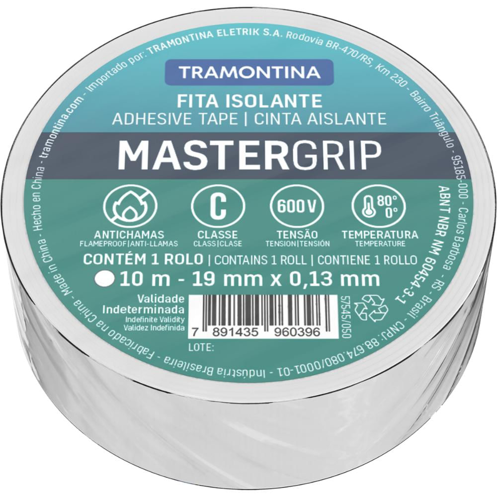 Fita Isolante Classe C 0,13x19 mm Tramontina Branca 10 m
