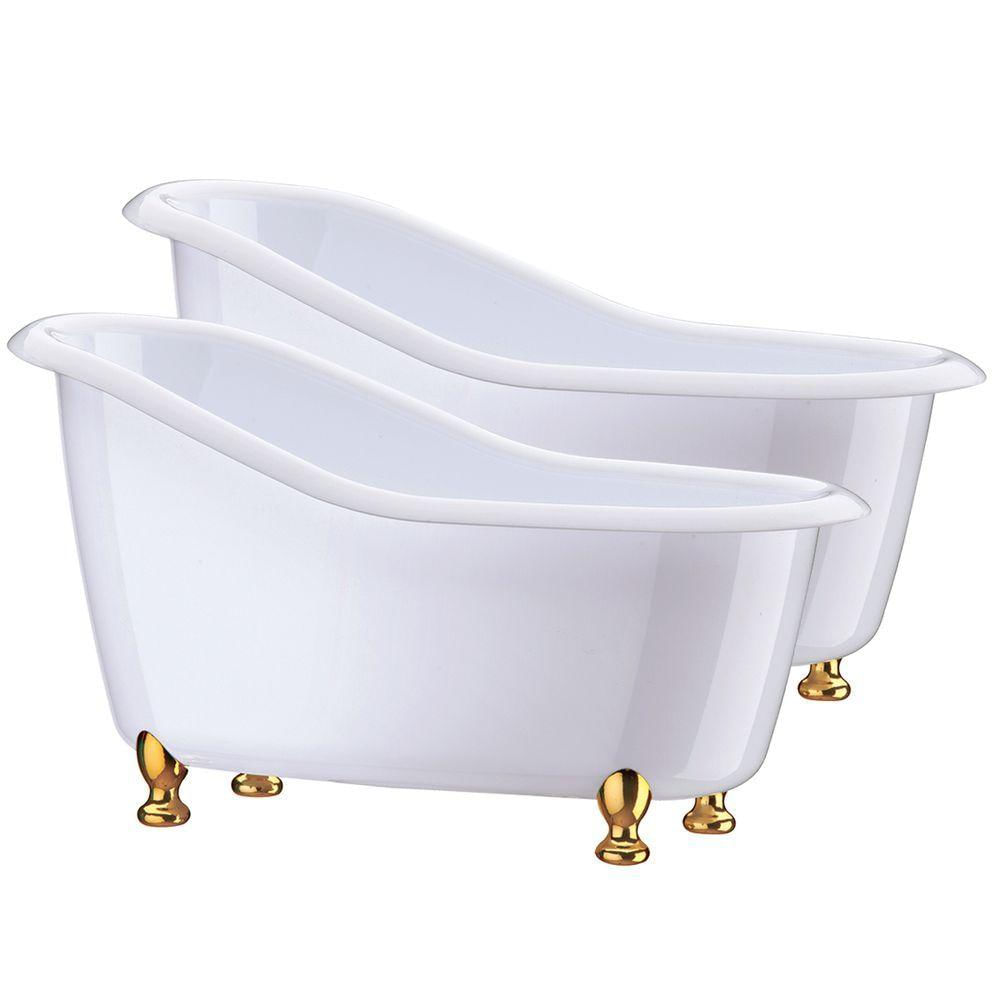 Kit 2 Banheiras Organizadoras De Banheiro Lavabo Toalete Top Cor:branco
