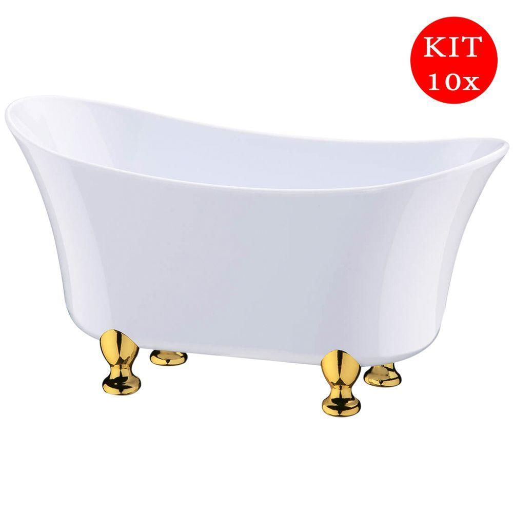Conjunto 10 Banheiras Organizadoras Decoração De Banheiro Cor:branco