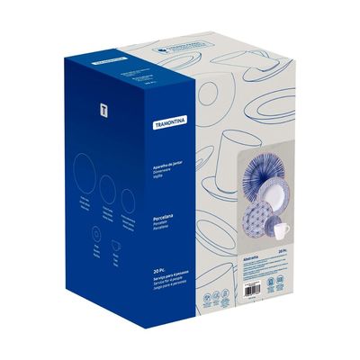 Jogo de Jantar Abstratta  Porcelana Decorada 20 Peças Tramontina