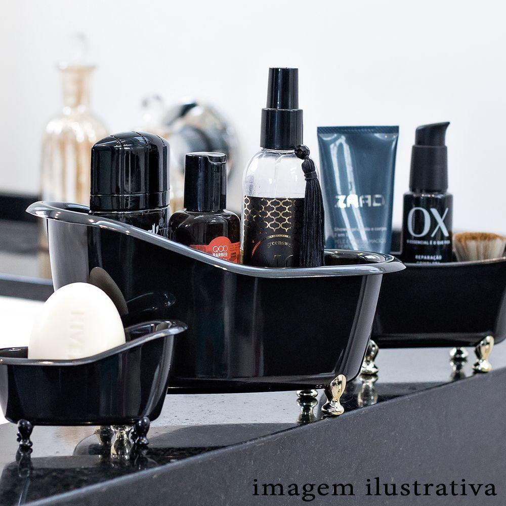 Kit 2 Banheiras Organizadoras Creme Cosmético Maquiagem Mini Cor:preto