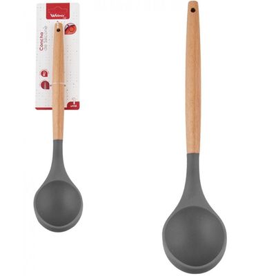 Concha de Silicone com Cabo de Madeira 31 cm Grafite - Well