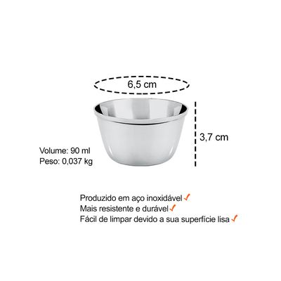 Ramekin Tigela Inox Sobremesa Mini Bolo Sufle Molho 90ml