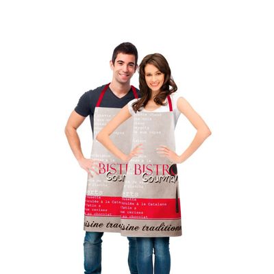 Avental Cozinha Bistro Caqui Marrom Algodao 70x80cm