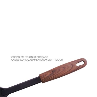 Colher Vazada Talher Nylon Preto Cabo Soft Touch Marrom 1un