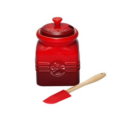 KIT LE CREUSET POTE PARA MOSTARDA AMARELO DIJON + POTE PARA GELEIA VERMELHO
