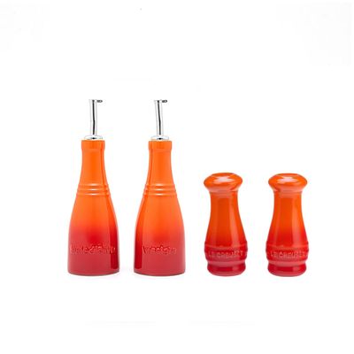 CONJUNTO DE GALHETEIRO E SALEIRO E PIMENTEIRO LE CREUSET LARANJA