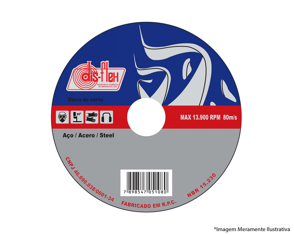 Disco Corte Ferro Disflex 4.1/2"X7/64"X7/8" 115Mm c/10pçs