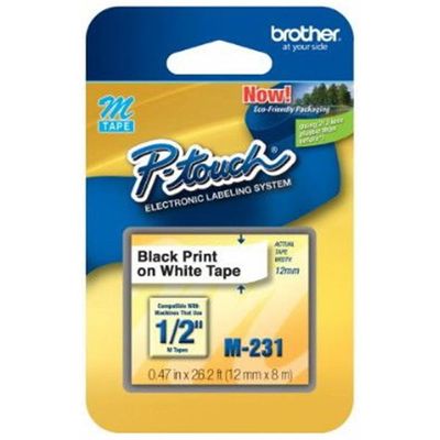 Fita Brother M231 12 MM - PRETO-BRANCO - M231