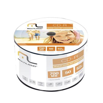 Midia CD-R Multilaser CD051 700 MB 52X Shirink com 50 Unidades
