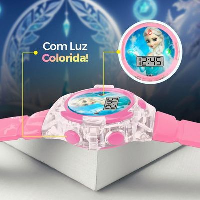 Relogio Digital Infantil Princesa Rosa Silicone Led Pink Criança Menina Luz Esportivo Silicone Data