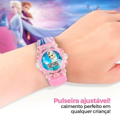 Relogio Digital Infantil Princesa Rosa Silicone Led Pink Criança Menina Luz Esportivo Silicone Data