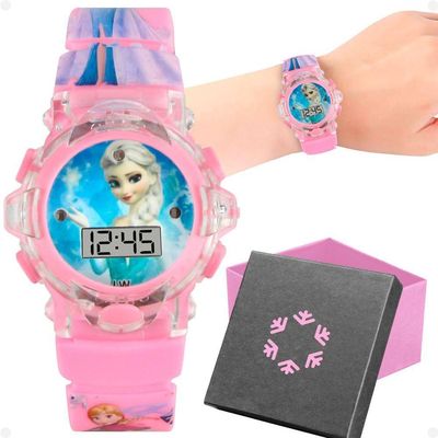 Relogio Digital Infantil Princesa Rosa Silicone Led Pink Criança Menina Luz Esportivo Silicone Data