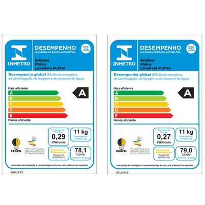 Lava E Seca Philco 11Kg PLS11A Eco Invertplus 16 Programas Lavagem Branca 127V