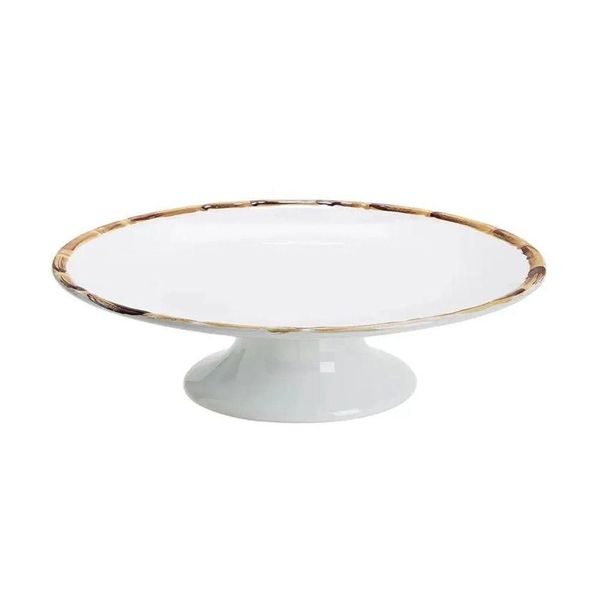 Porta Bolo Com Pé Borda Bambu Natural Scalla 28 Cm 1º L