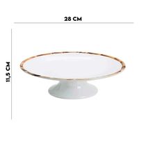 Porta Bolo Com Pé Borda Bambu Natural Scalla 28 Cm 1º L