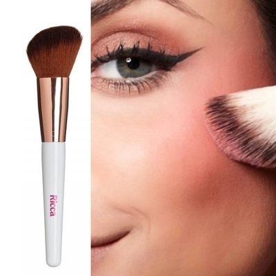 Pincel Chanfrado Para Blush Make Me Glam Rose Gold Ricca
