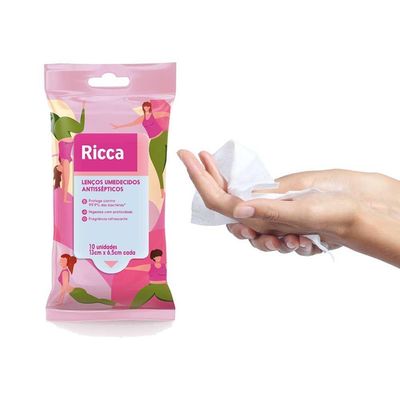 Lenços Umedecidos Antissépticos Yoga Ricca 10 Unidades