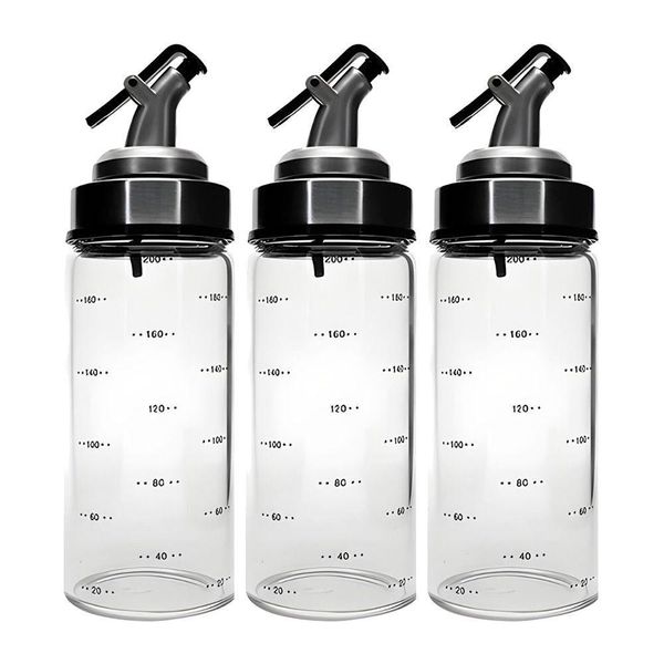 Kit 3 Garrafa Para Azeite E Vinagre Com Bico Dosador Galheteiro Vidro 320ml Em Casa Tem