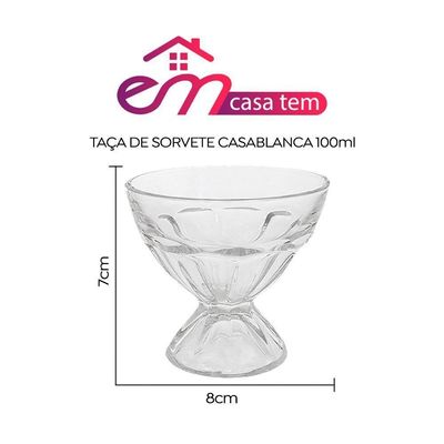 Kit 12 Taças De Sorvete Casablanca Em Casa Tem 100ml