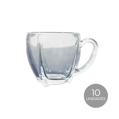 Kit 10 Xícaras De Café Vidro Love Em Casa Tem 195ml