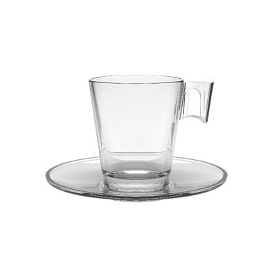 Jogo 8 Xícaras De Café De Vidro Com Pires Transparente Em Casa Tem 80ml
