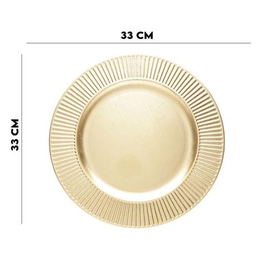 Jogo 6 Sousplat De Mesa Redondo Primer Dourado Plástico Lyor 33cm