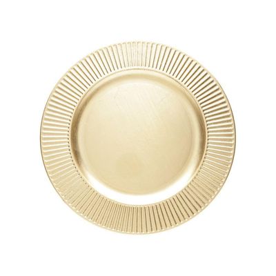 Jogo 6 Sousplat De Mesa Redondo Primer Dourado Plástico Lyor 33cm