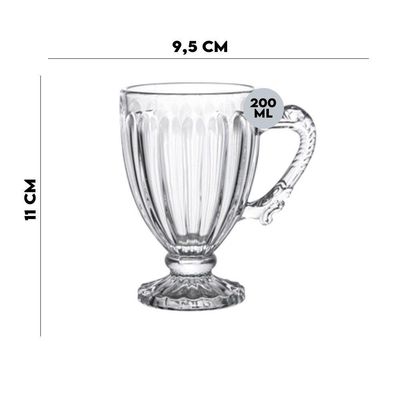 Jogo 4 Xícaras De Chá Cristal Renaissance 200ml Lyor