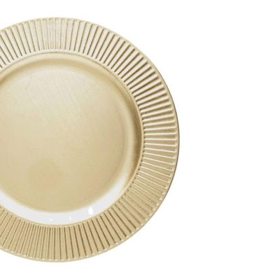 Jogo 4 Sousplat De Mesa Redondo Primer Dourado Plástico Lyor 33cm