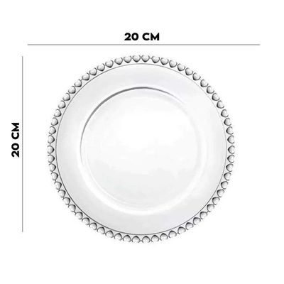 Jogo 12 Pratos De Sobremesa 20cm Coração Cristal Lyor