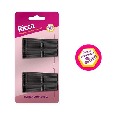 Grampo Para Cabelo Preto Nº 5 Com 50 Unidades Ricca