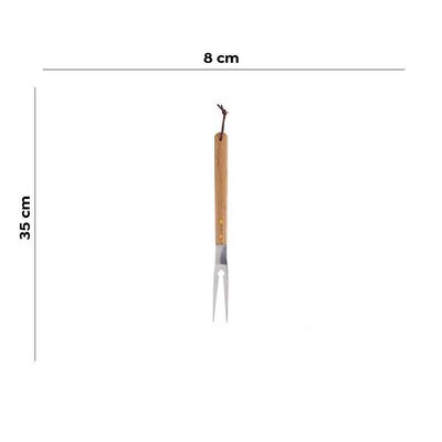 Garfo Para Churrasco Aço Inox E Cabo Bambu 38 Cm Lyor