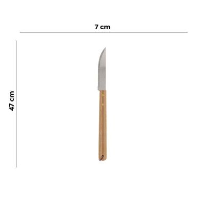 Faca Para Churrasco Aço Inox E Cabo Bambu 37 Cm Lyor