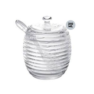Açucareiro De Cristal Com Colher E Tampa Colmeia Lyor 210ml