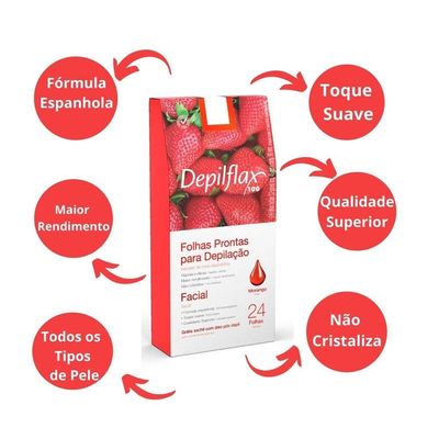 Folhas Prontas Para Depilação Corporal Pernas Depilflax Morango 20un