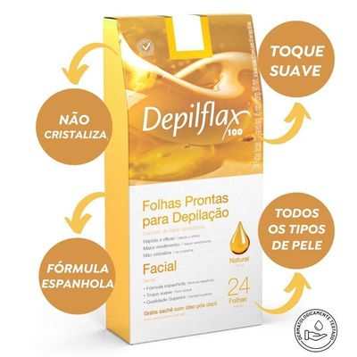 Folhas Prontas Para Depilação Corporal Pernas Depilflax Natural 20un