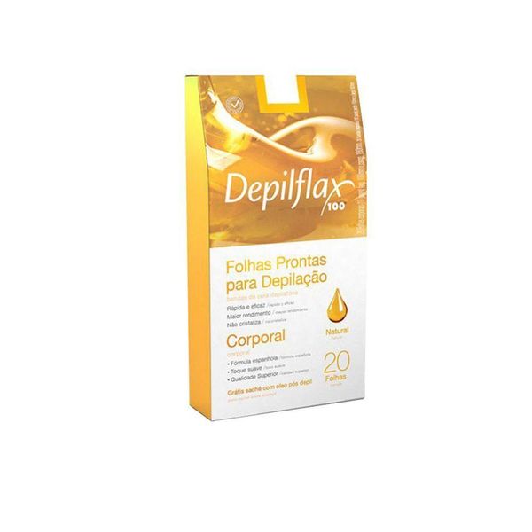 Folhas Prontas Para Depilação Corporal Pernas Depilflax Natural 20un