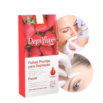 Folhas Prontas Para Depilação Facial Buço Sobrancelha Depilflax Morango 24un
