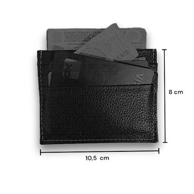 Porta Cartão Slim Em Couro Preto