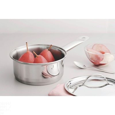 Panela Professional Em Aço Inox Fundo Triplo Com Tampa Plana Detalhe Satinado 16 Cm 1,4 L