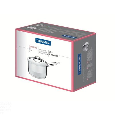 Panela Professional Em Aço Inox Fundo Triplo Com Tampa Plana Detalhe Satinado 16 Cm 1,4 L