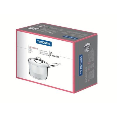 Panela Professional Em Aço Inox Fundo Triplo Com Tampa Plana Detalhe Satinado 16 Cm 1,4 L