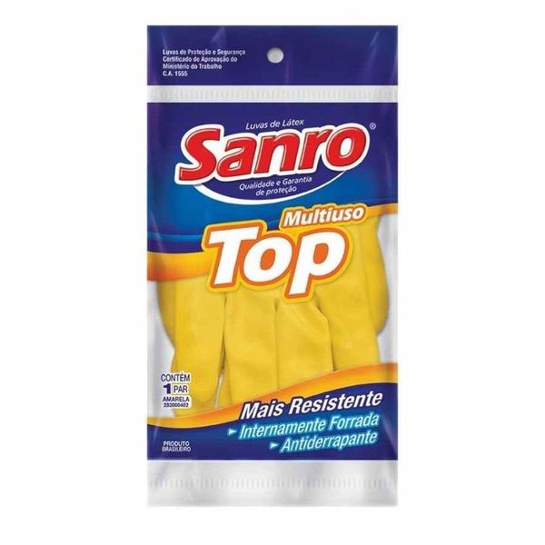 Luva Forrada Amarela Para Limpeza Extra G Santo Top