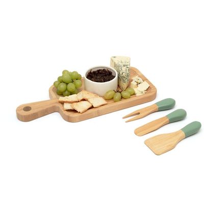 Jogo De Utensílios Queijos E Antepastos De Bambu 3pcs Verde