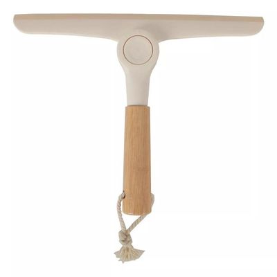 Kit Escova De Limpeza E Rodo De Pia Dobrável Bambu Off White