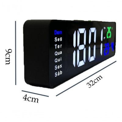 Relógio E Cronômetro Digital De Parede Mesa Led Com Controle