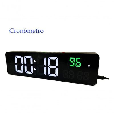 Relógio E Cronômetro Digital De Parede Mesa Led Com Controle